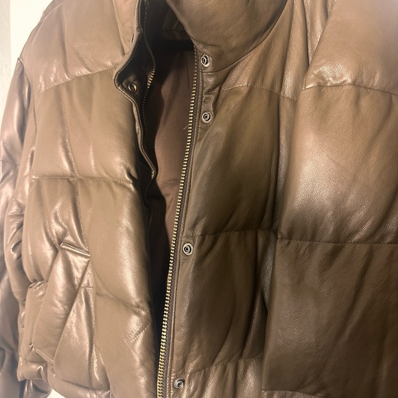 OAK + FORT Puffer Brown Cropped Coat - Picture 10 of 10